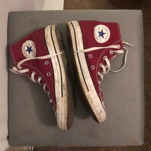 Maroon high top converse
